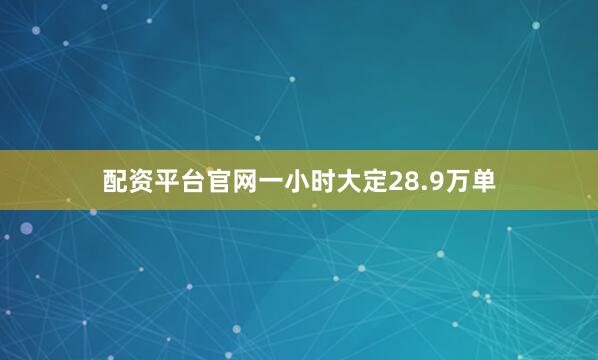 配资平台官网一小时大定28.9万单